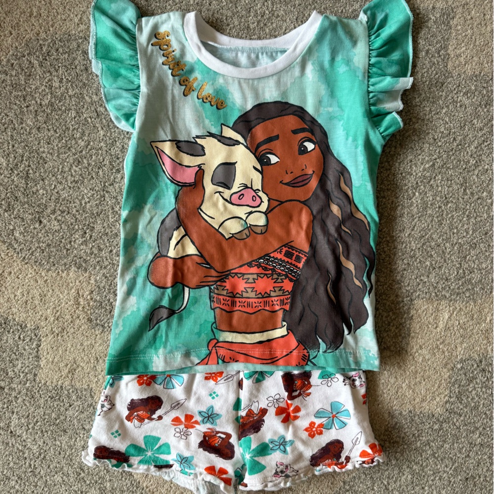 Disney Moana Kids Matching Set - Green and White